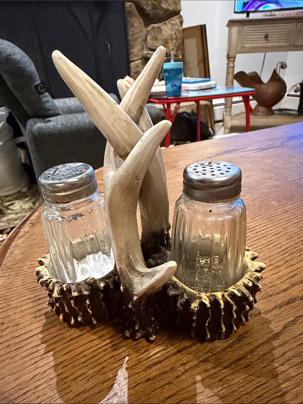 Rustic Antler Salt and Pepper Shaker Set - Natural Brown